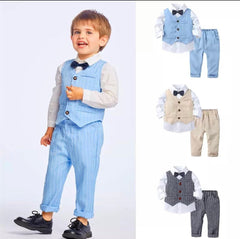 Monaco - Toddler Boys Linen Look Suit Set with Bow tie.
