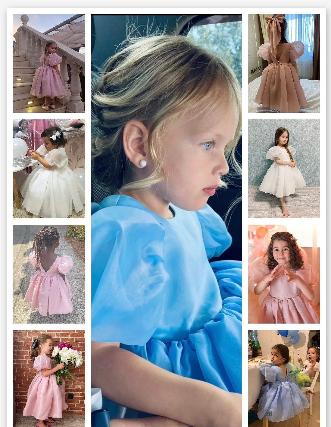 Girls Princess Dress with Puff Sleeves Dress, 1T -10Y.