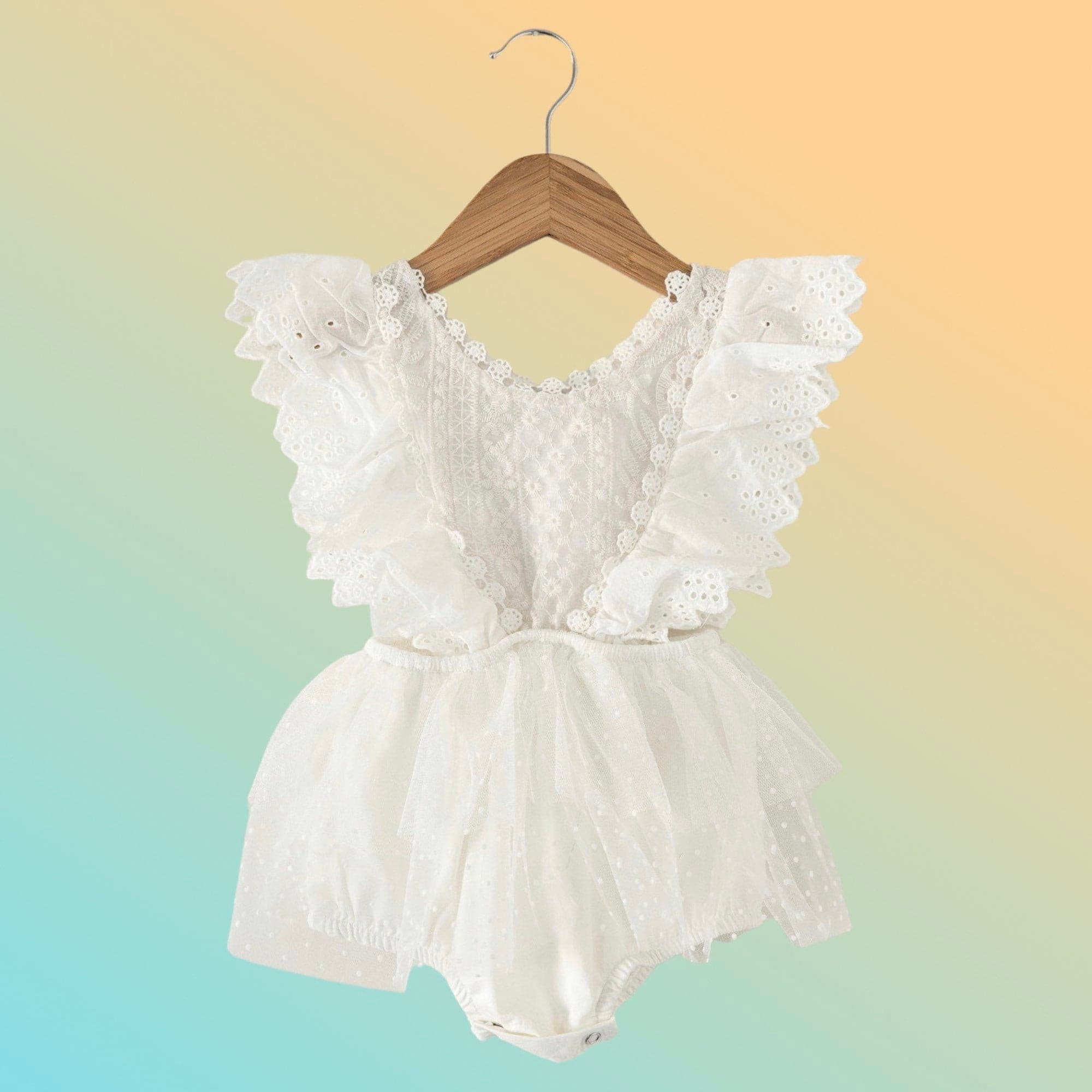 Tallulah - White Embroidered Lace Romper.