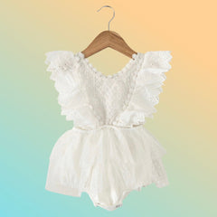 Tallulah - White Embroidered Lace Romper.