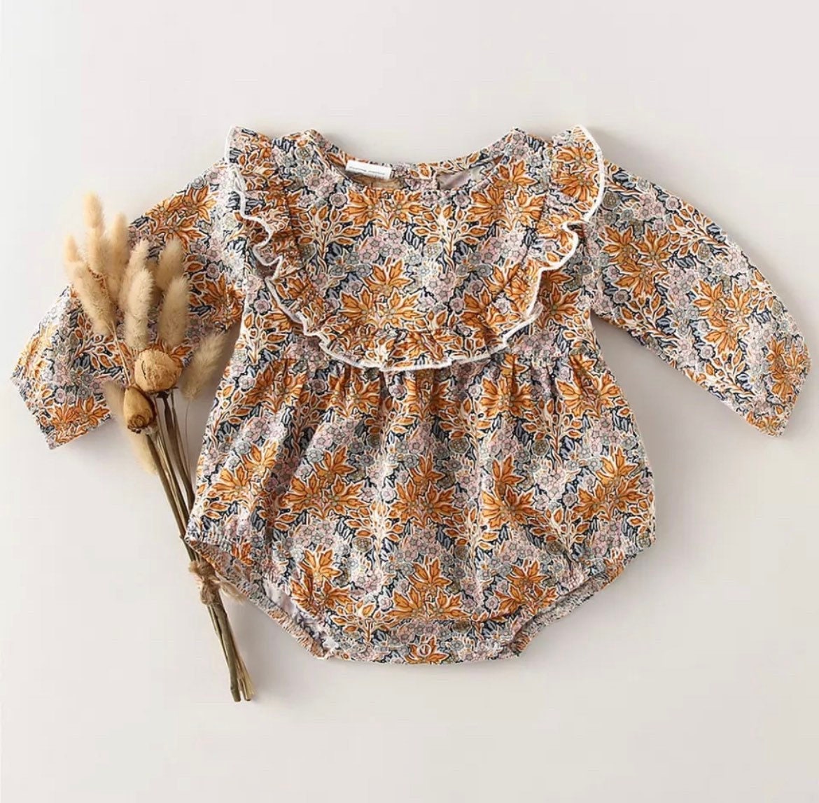 Boho Floral Blouse - Organic Cotton Romper,.