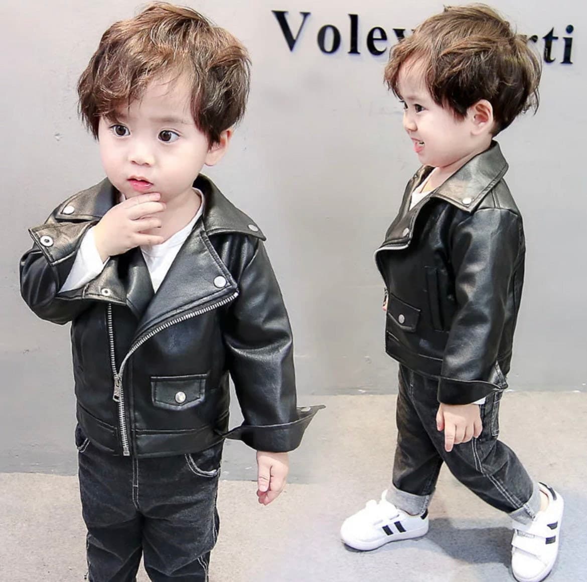 Unisex Black Leather Jacket for Baby and Toddlers, Size 1 year to 5 ye-
Thank for visiting our store!This is a so cute on - the pictures don’t do it justice - so good in real life! Babies very own leather look rocker chic and Uber cool -Bijou Bubs