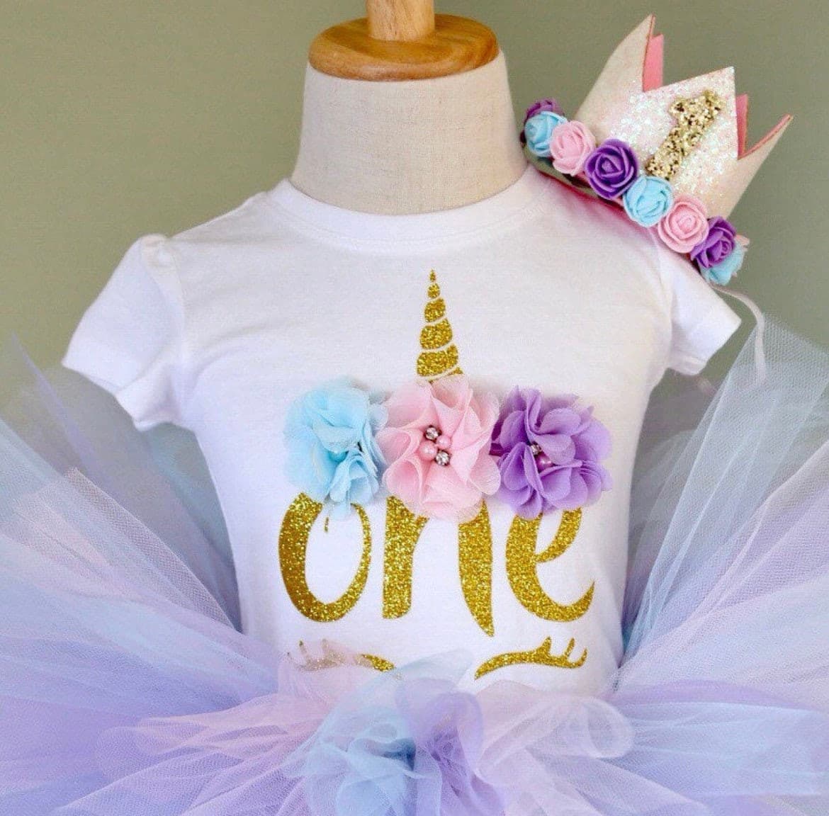 Pastel Multi Princess Unicorn Dress, Girls First Birthday Tutu Dress.