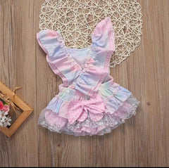 Candy - Pastel Ocean Baby Lace Frill Romper.