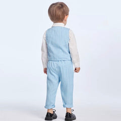 Monaco - Toddler Boys Linen Look Suit Set with Bow tie.