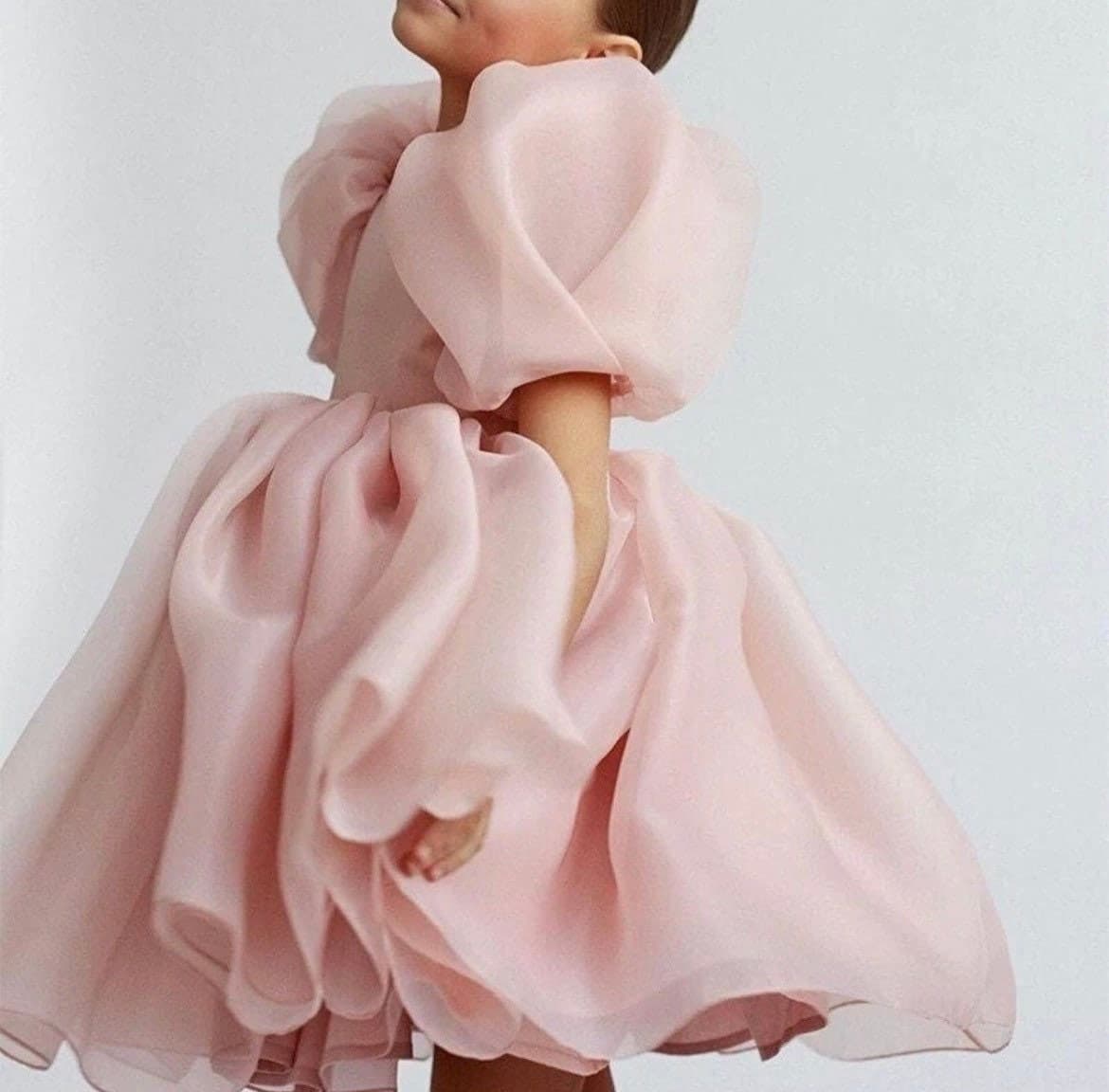 Girls Puff Sleeve Princess Dress.