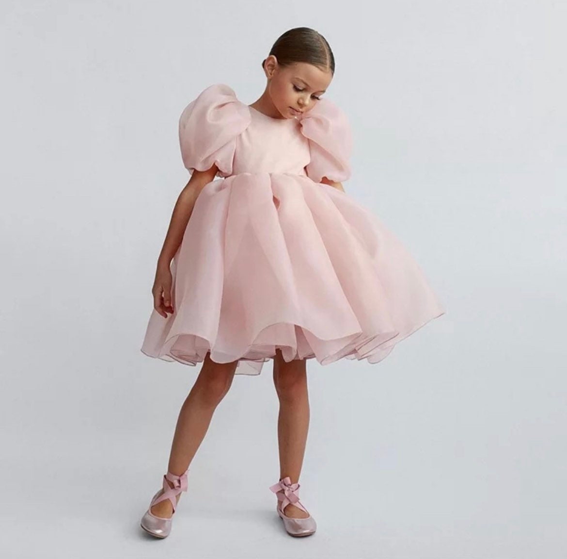 Girls Princess Dress with Puff Sleeves Dress, 1T -10Y.