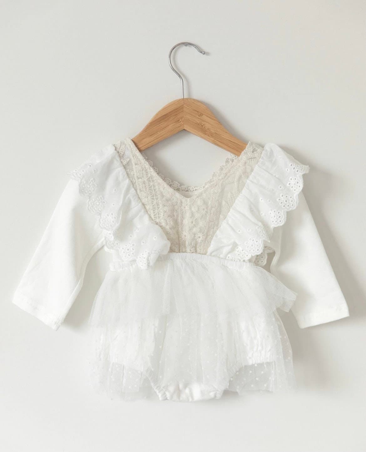 Tallulah - White Embroidered Lace Romper.