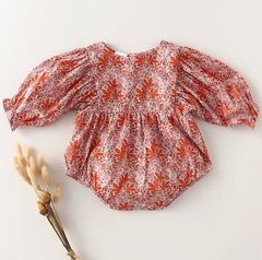 Boho Floral Blouse - Organic Cotton Romper,.