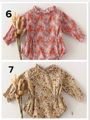 Boho Floral Blouse - Organic Cotton Romper,.