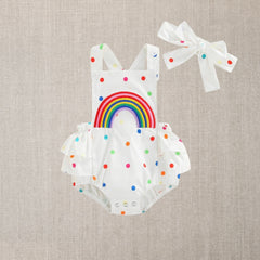 White Rainbow Polka Dot Dress.