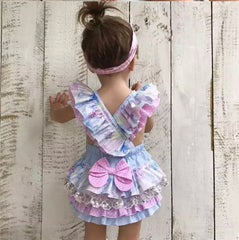 Candy - Pastel Ocean Baby Lace Frill Romper.