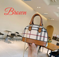 Designer Plaid Mini Purse Bag Plaid Vegan Leather Handbag.