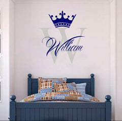 Personalised Nursery Wall Decals - Boy Prince Capital Letter + Name.
