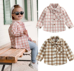 Boys Plaid Cotton Shirt - Pink Check.