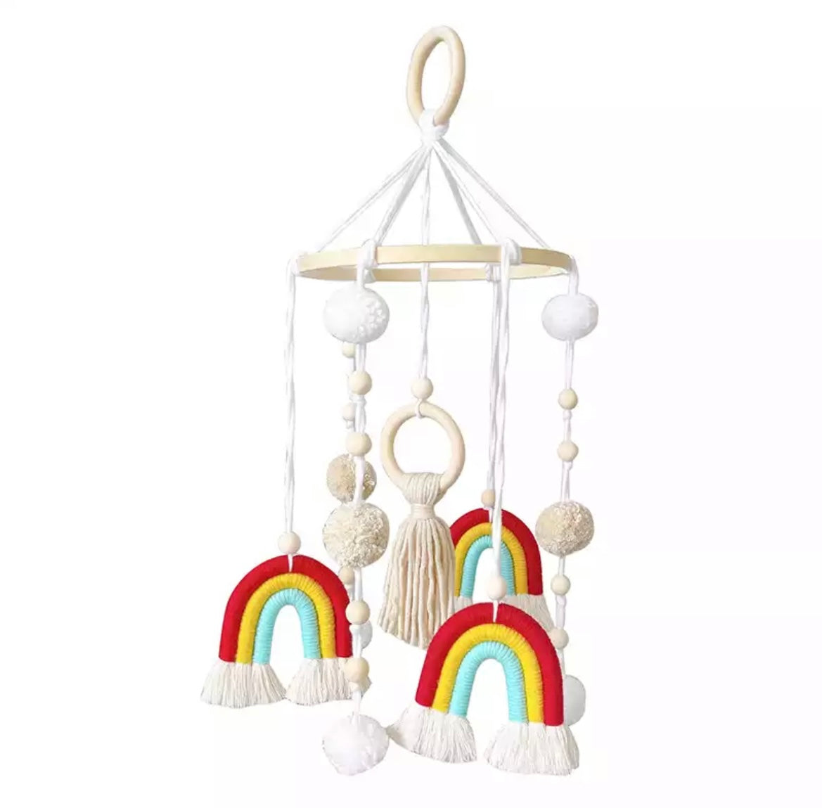 Boho Rainbow Baby Mobile - Bright Multi Colour.