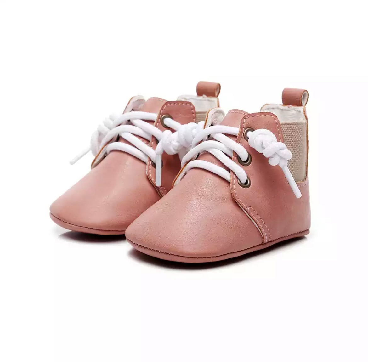 Leather look baby boots - Pink.
