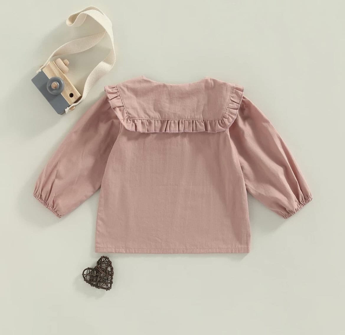 Baby Girl Peter Pan Collar Blouse - Dusty Pink.