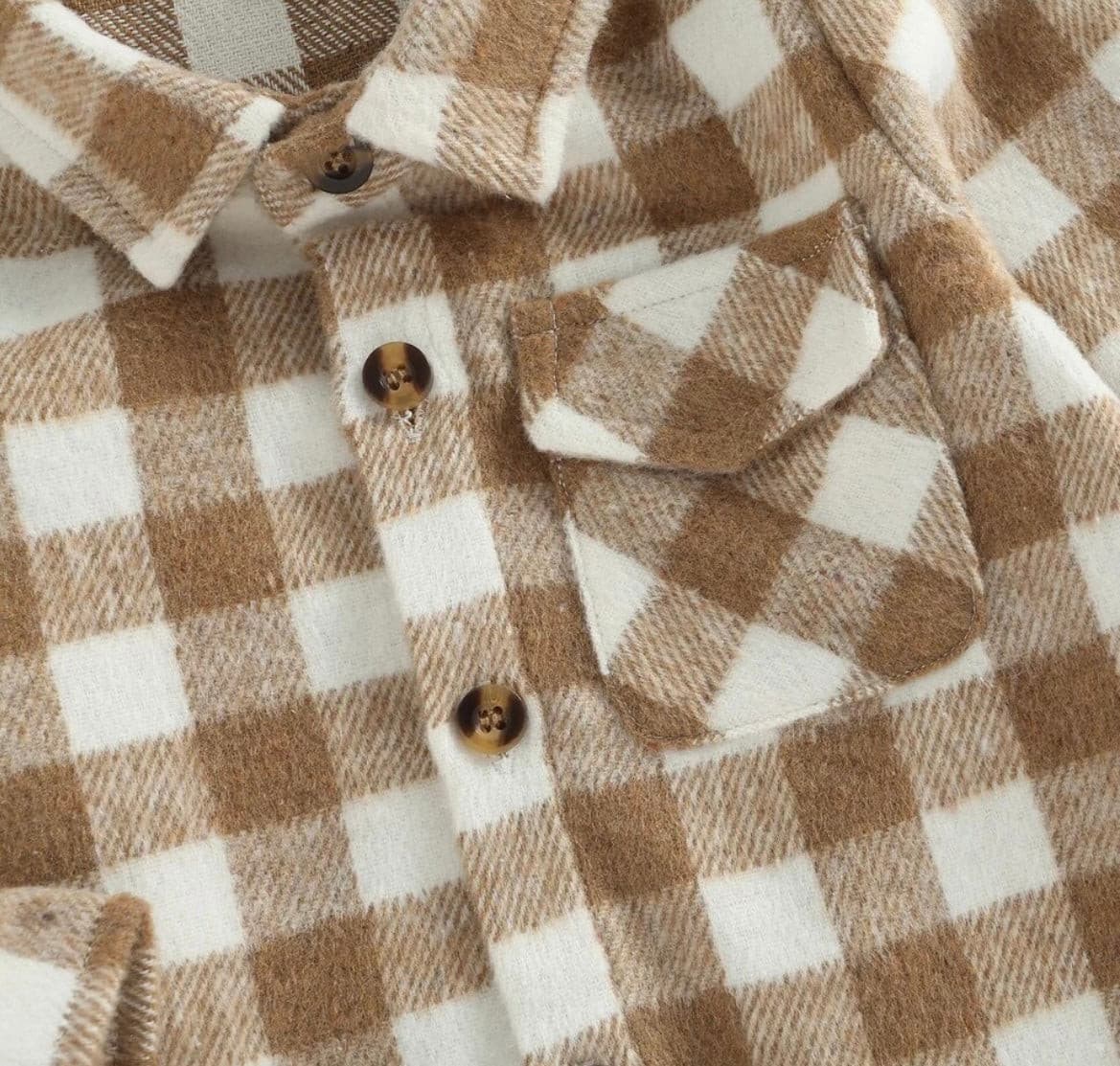 Boys Plaid Cotton Shirt - Brown Check.