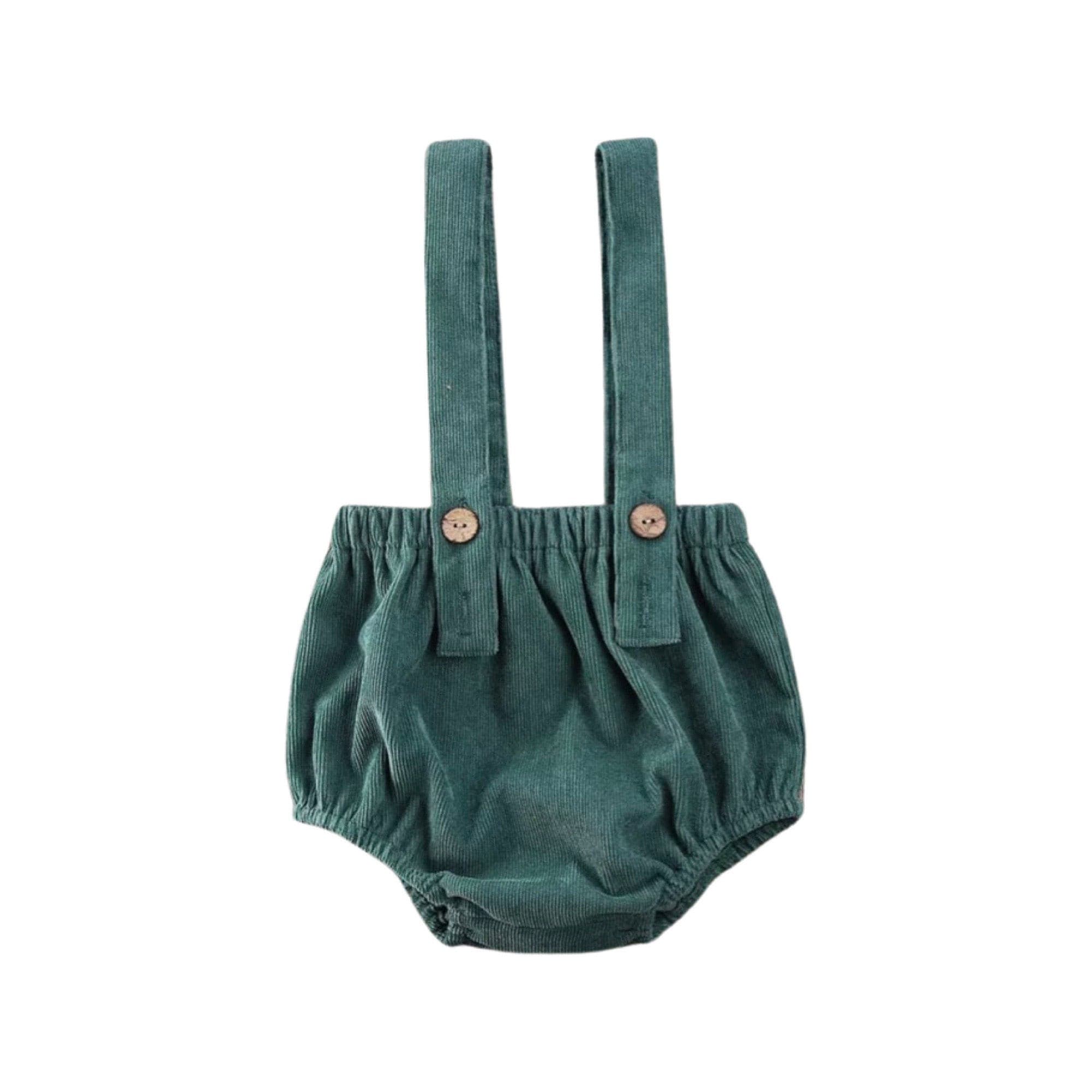 CORDUROY SUSPENDER BLOOMERS - Forest Green.