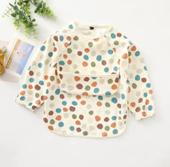 Colourful Dots - Toddler & Baby Long Sleeve Waterproof Apron Smock Bib.
