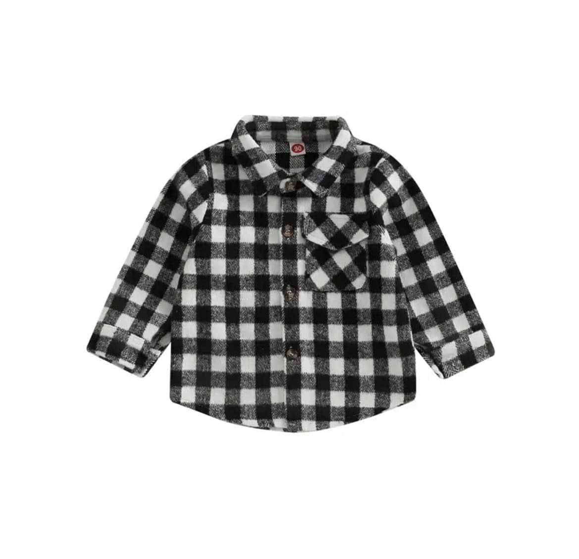 Boys Plaid Cotton Shirt - Black & White Check.