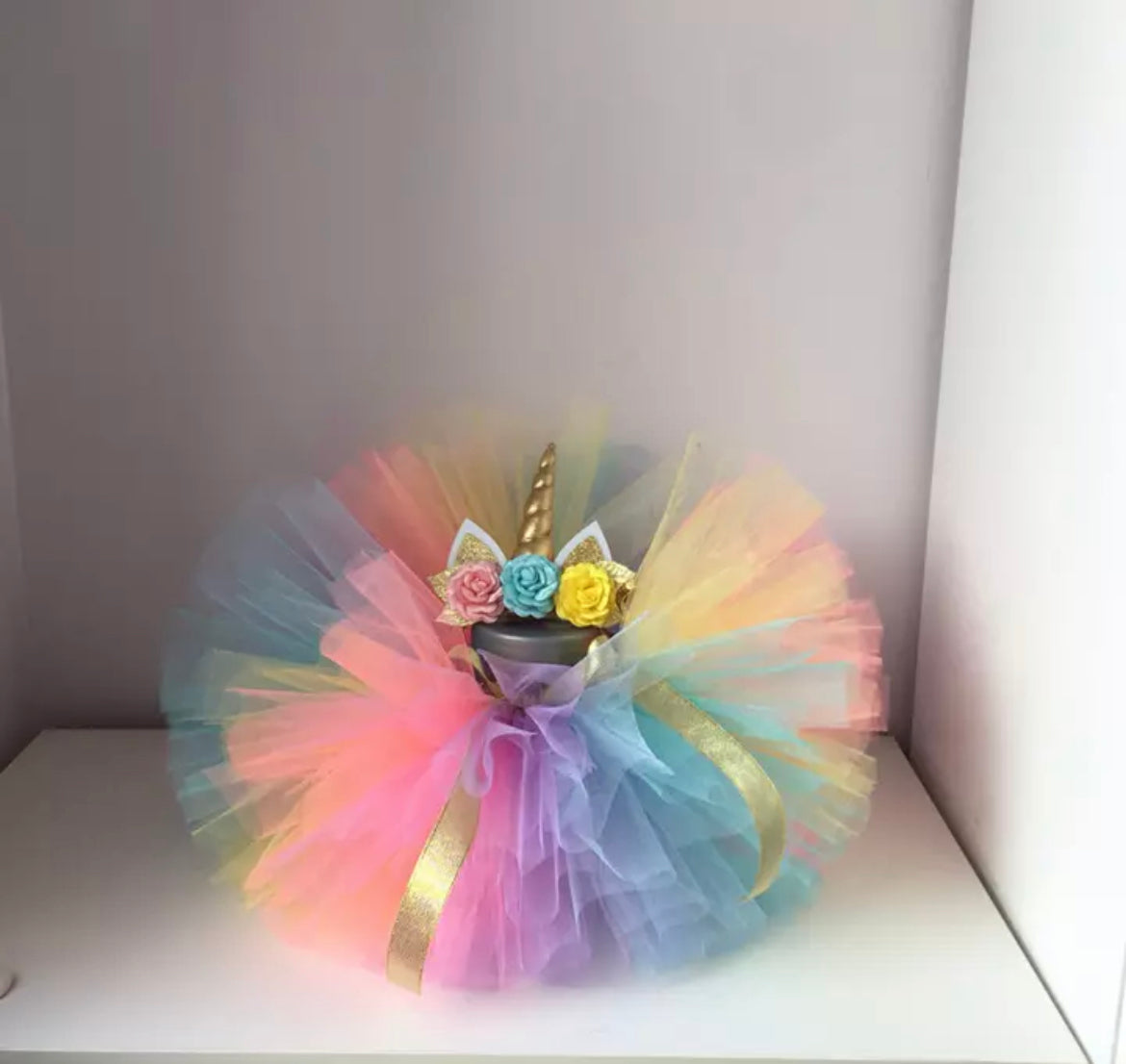 Rainbow Princess Unicorn Dress  First Birthday Tutu Dress with Unicorn Crown.