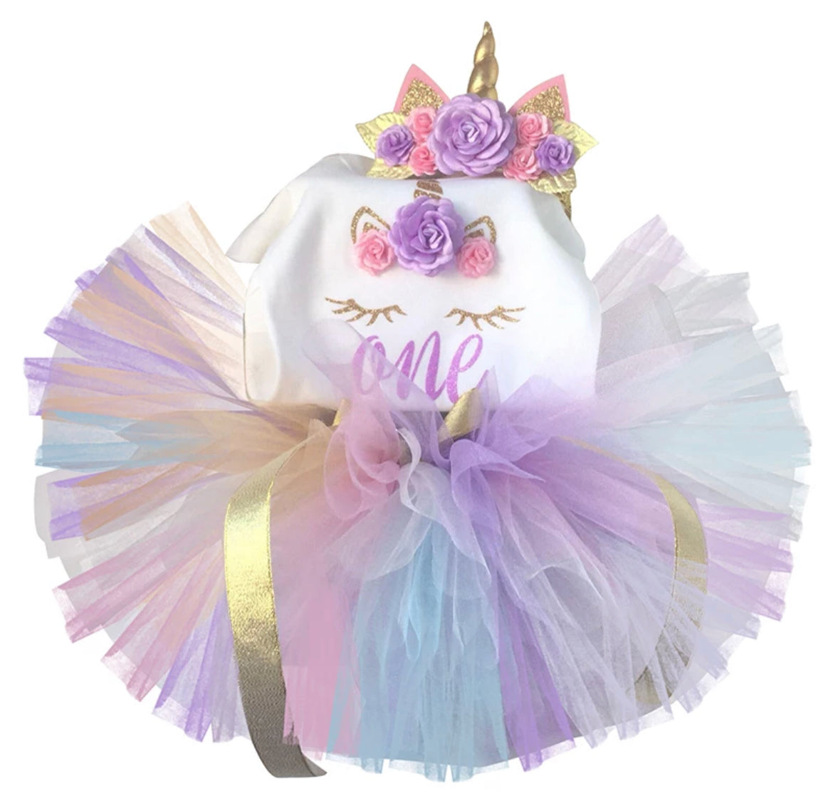 Purple Princess Unicorn First Birthday + Unicorn Crown.