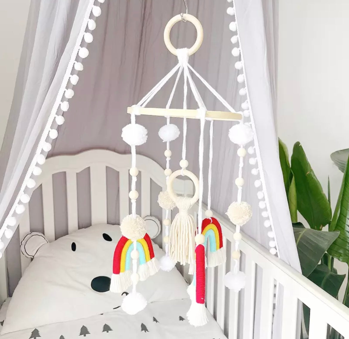 Boho Rainbow Baby Mobile - Bright Multi Colour.