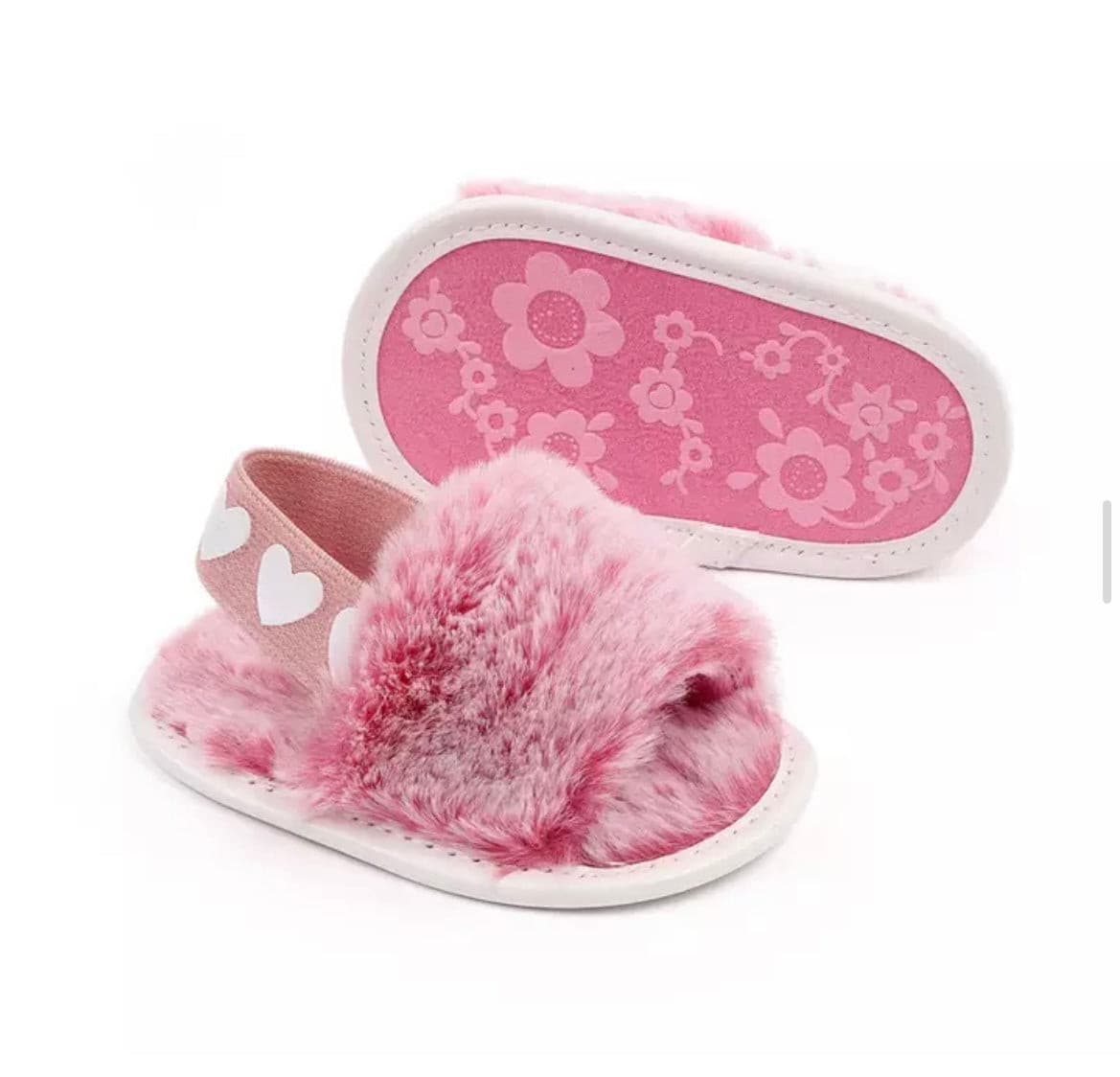 Baby Fur Slides - Dusty Pink.