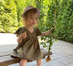 Baby Girl Linen Dress with Frills.