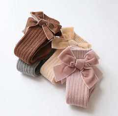 Valentina - Velvet Bow Baby Socks - Rust.