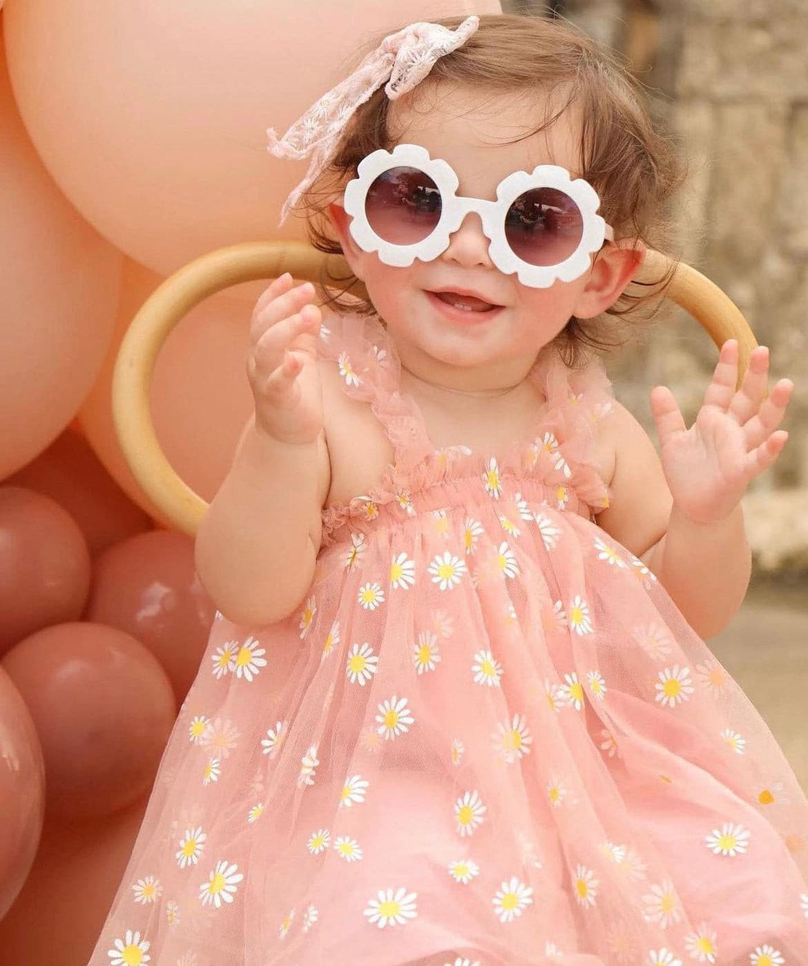 Girls Tulle Tutu Dress with Daisies - Violet Purple.