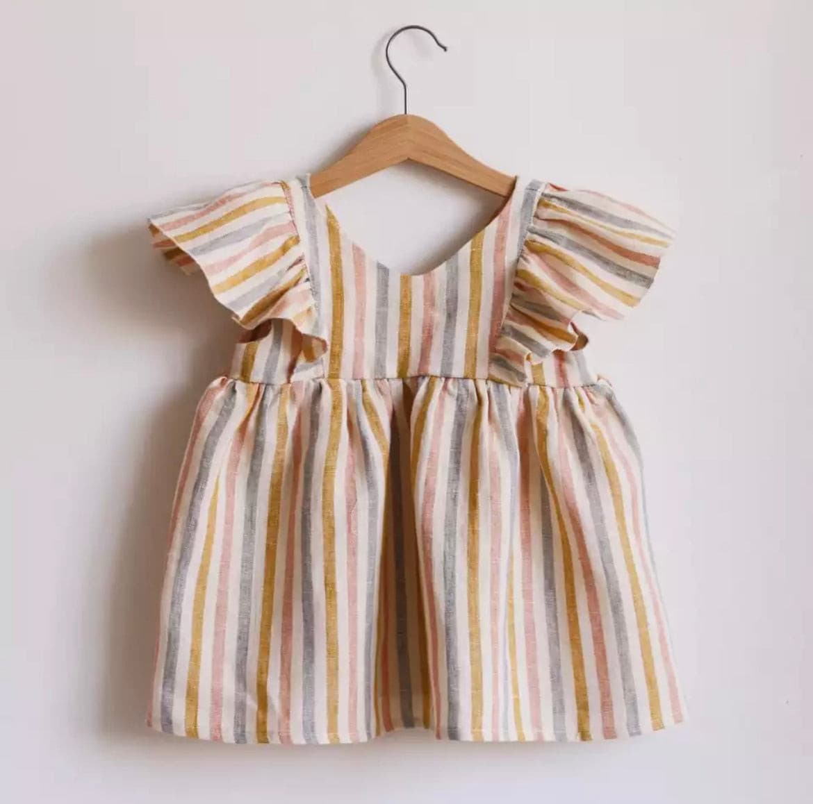 Baby Girl Linen Dress with Frills.