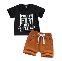 Pretty Fly For a Little Guy Set - Tee & Shirts  Set - Black.