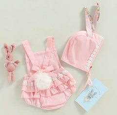 Bunny Romper & Matching Hat - Pink.