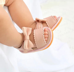 Nelly - Bow Sandal , Blush Pink.