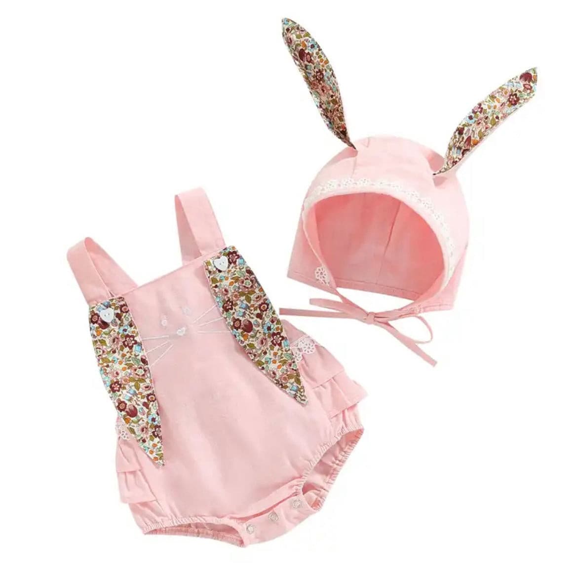 Bunny Romper & Matching Hat - Pink.