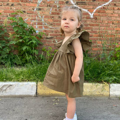 Baby Girl Linen Dress with Frills.