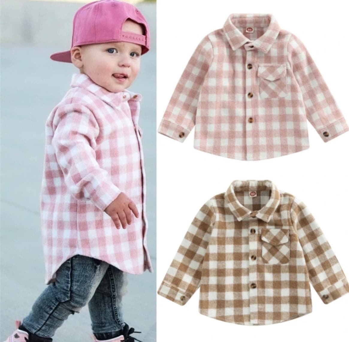 Boys Plaid Cotton Shirt - Pink Check.