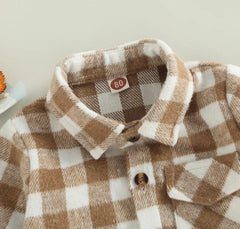 Boys Plaid Cotton Shirt - Black & White Check.