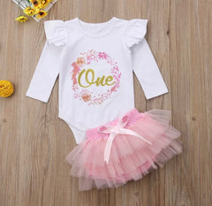 One Birthday Tutu Romper Set.