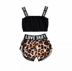 Love Crop Top Set- Brown Leopard.