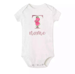 Personalised Baby Onesie - Pretty Pink LETTER + NAME.