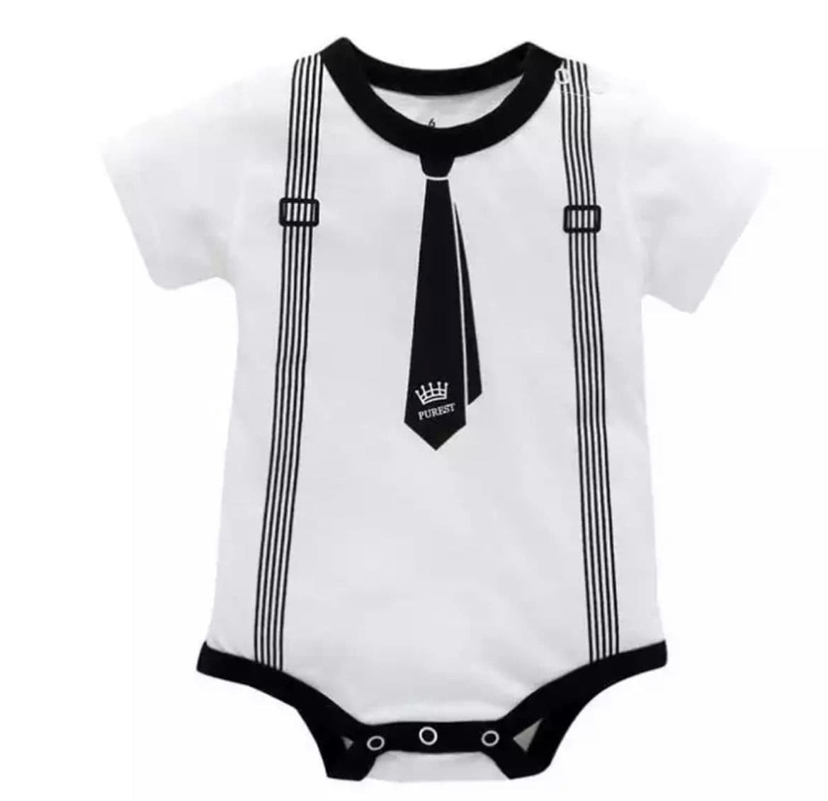 Tie Suspenders Print Onesie - White.