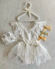 Tallulah - White Embroidered Lace Romper.