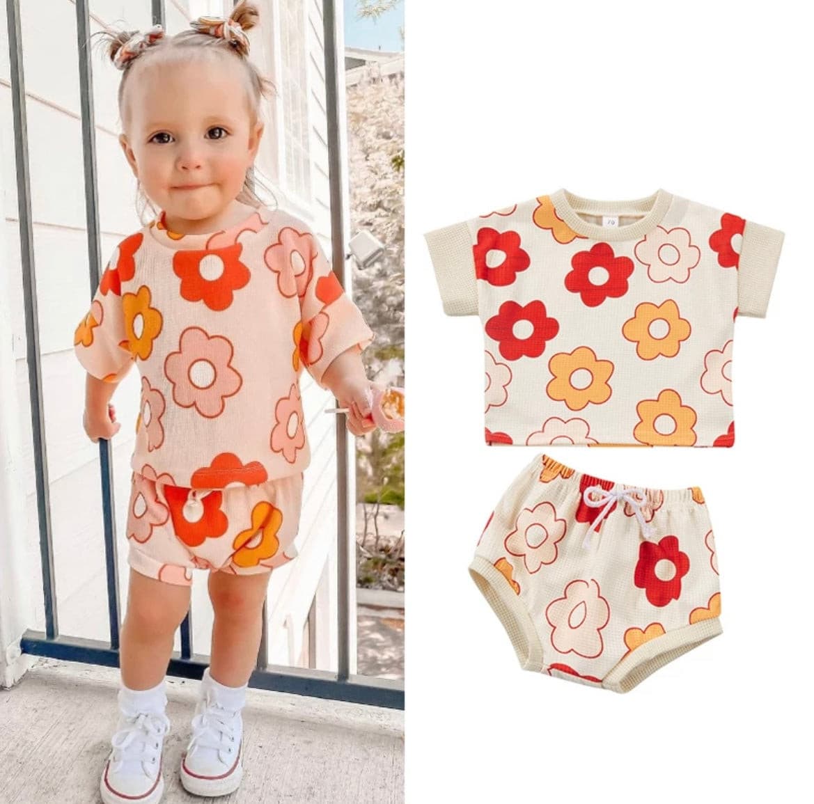 Retro Flower Baby - Bummies & Tee Summer Set.