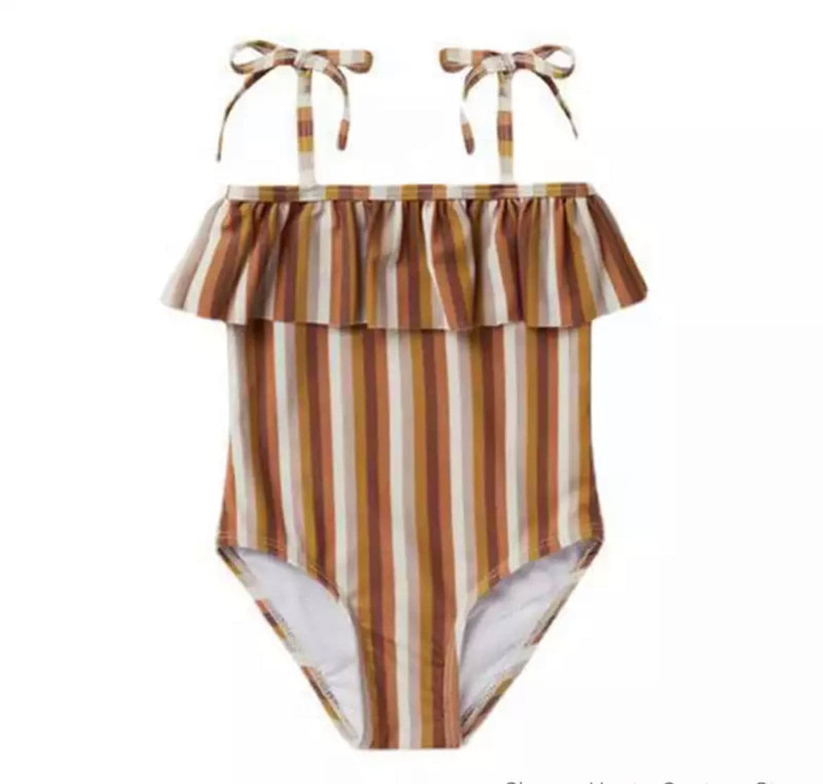 Girls Swimsuit , Stripes + Frills, from 12 months-12 years.