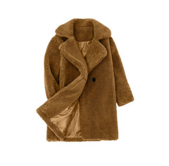 Girls Sherpa Coat - Coffee.