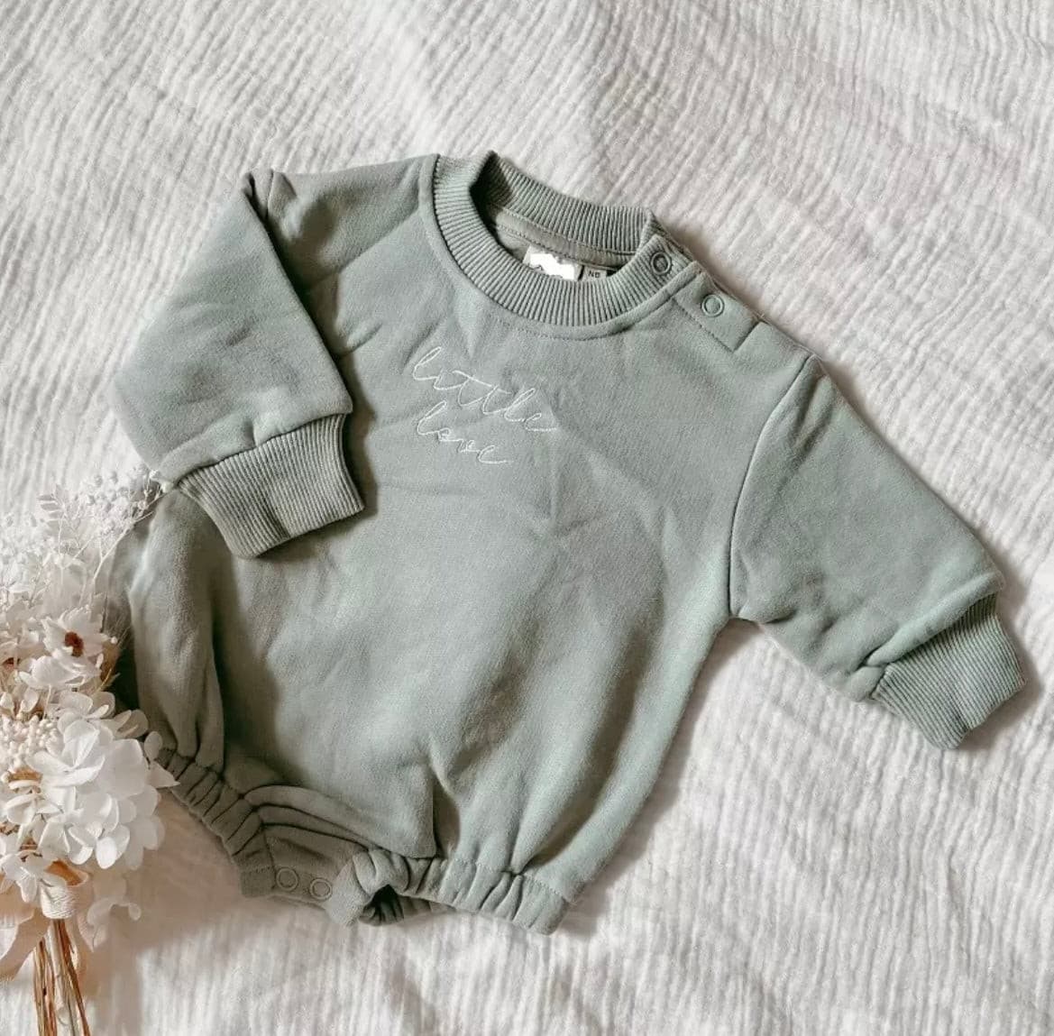 Little Love Baby Embroidered Sweater Romper.